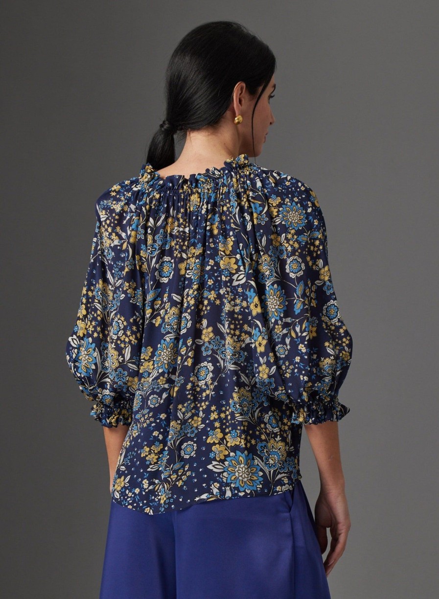 Women Gilner Farrar Shirts & Blouses | Ellie Blouse Blue Anemone