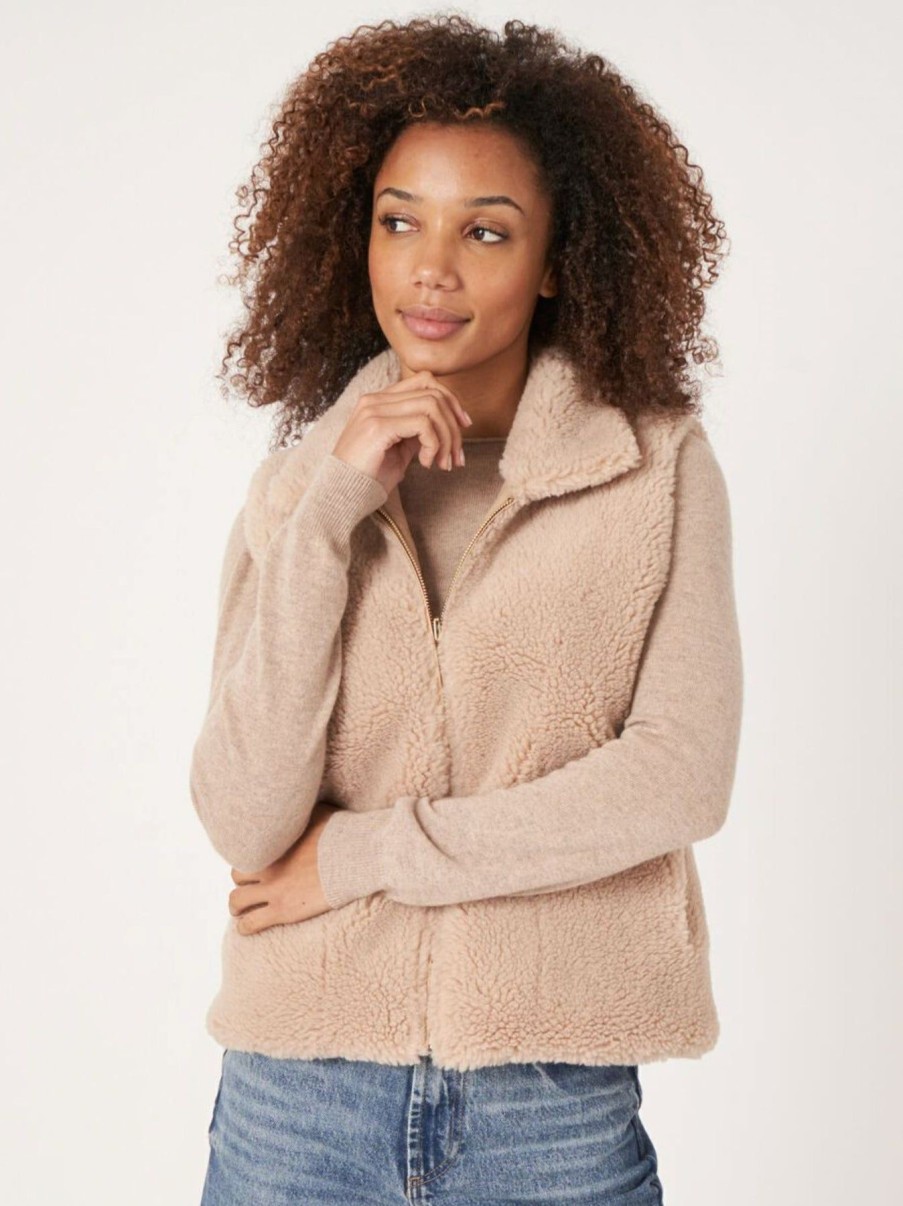 Women Repeat Cashmere Vests | Sherpa Vest Blush