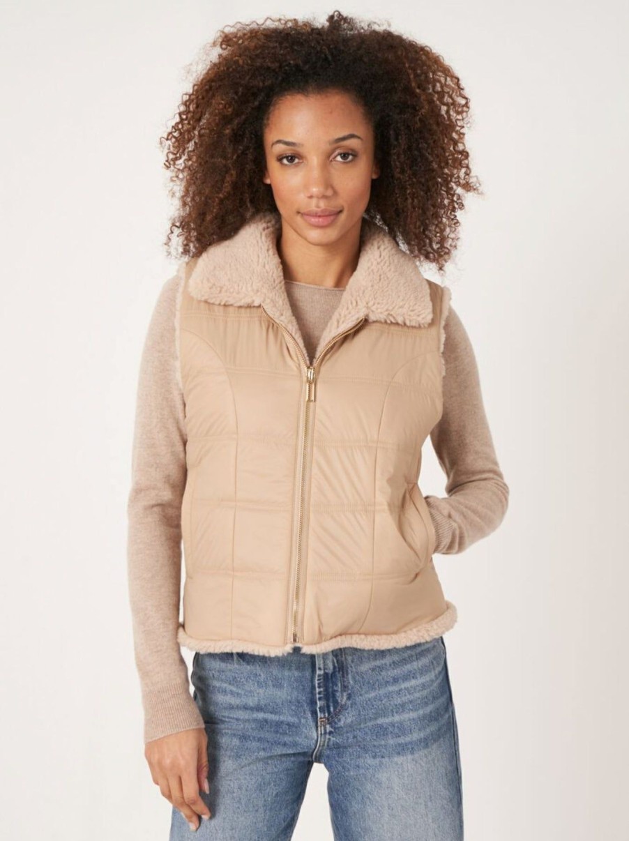 Women Repeat Cashmere Vests | Sherpa Vest Blush