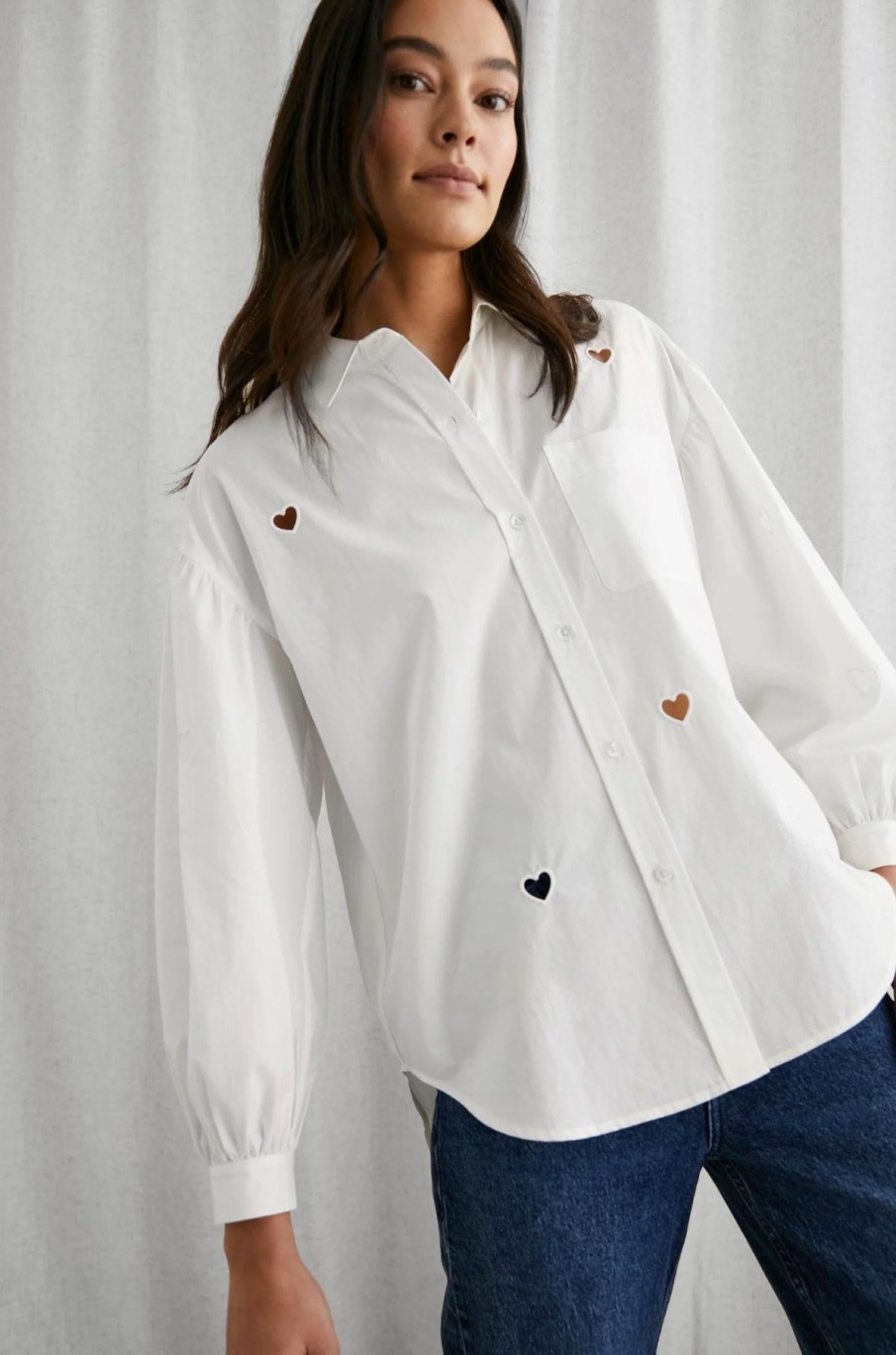 Women Rails Shirts & Blouses | Janae Top White Eyelet Hearts