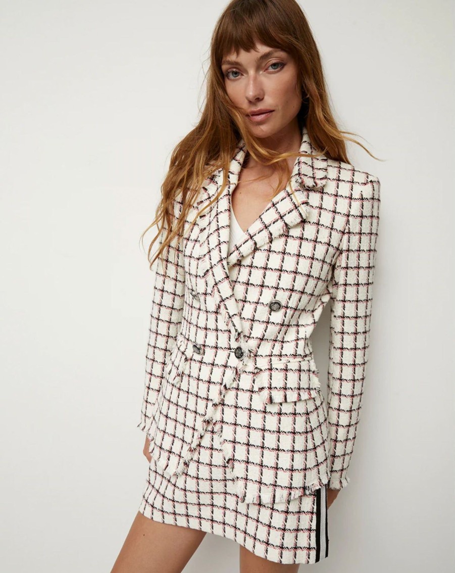 Women Veronica Beard Blazers | Taja Dickey Jacket Ecru Multi