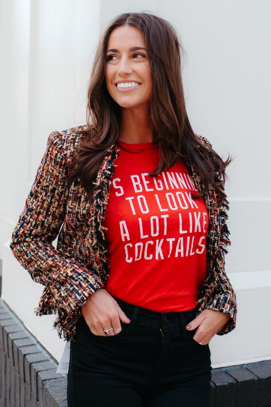 Women Retro Brand Tees & Tanks | Cocktails Tee Red