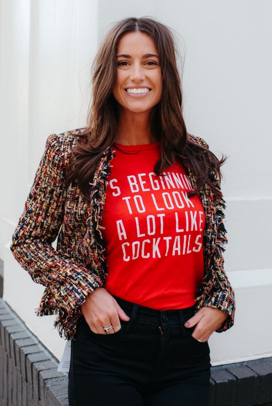 Women Retro Brand Tees & Tanks | Cocktails Tee Red