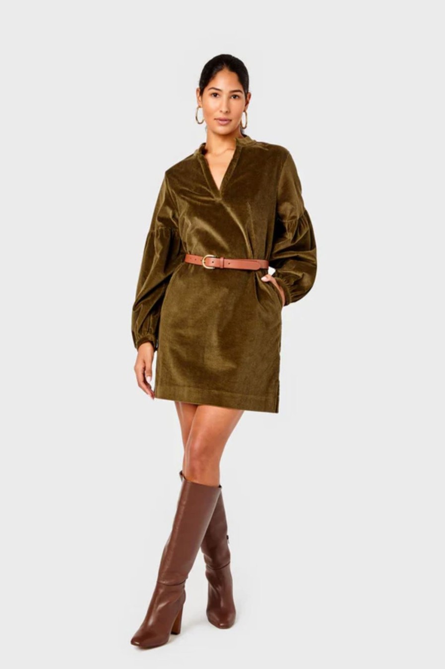 Women Cartolina Nantucket Mini | Charlotte Dress Corduroy Olive