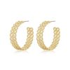 Women Luv AJ Earrings | Metal Lace Hoops