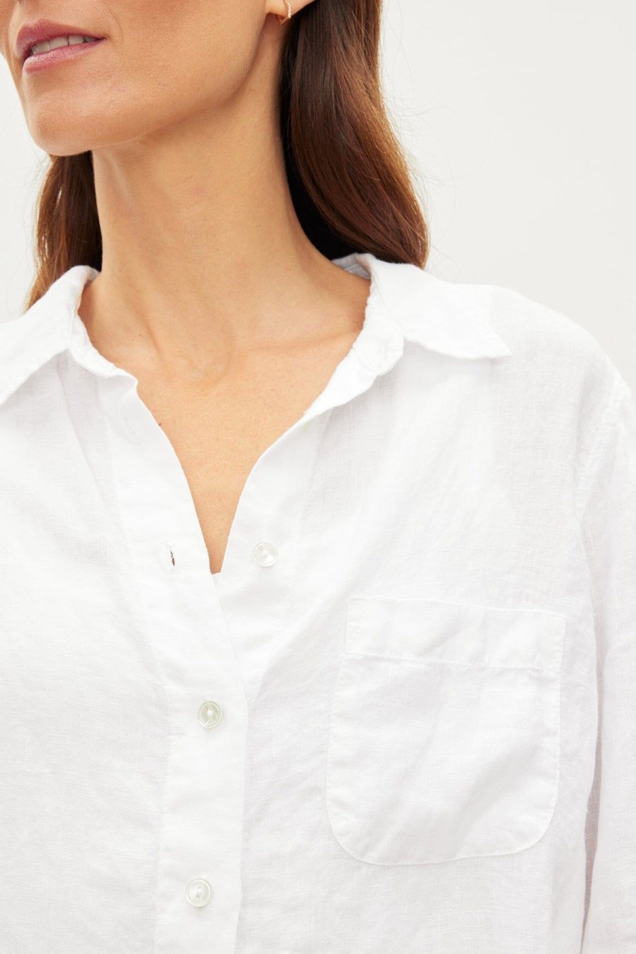 Women Velvet Shirts & Blouses | Natalia Top White