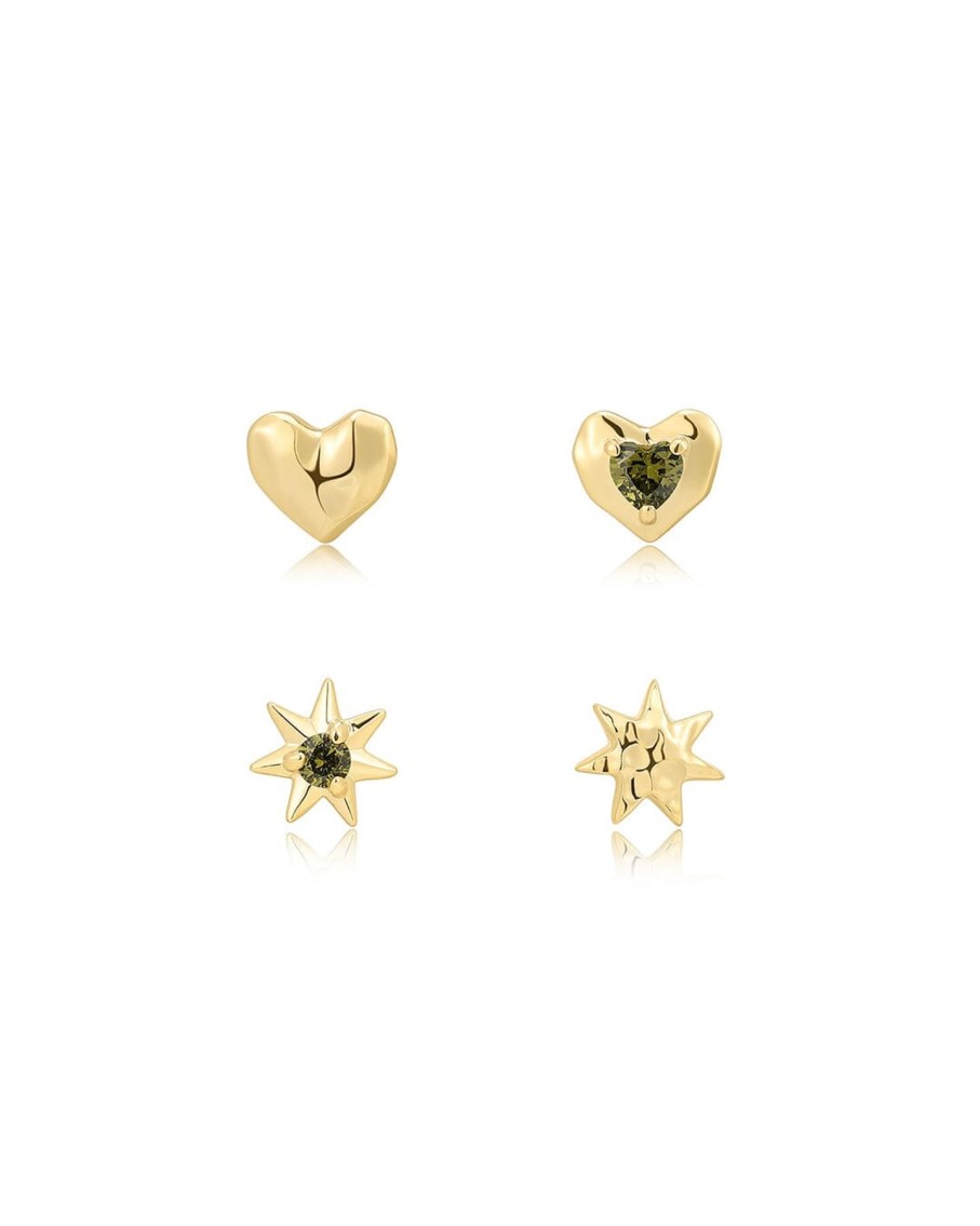 Women Luv AJ Earrings | Molten Heart Studs Set