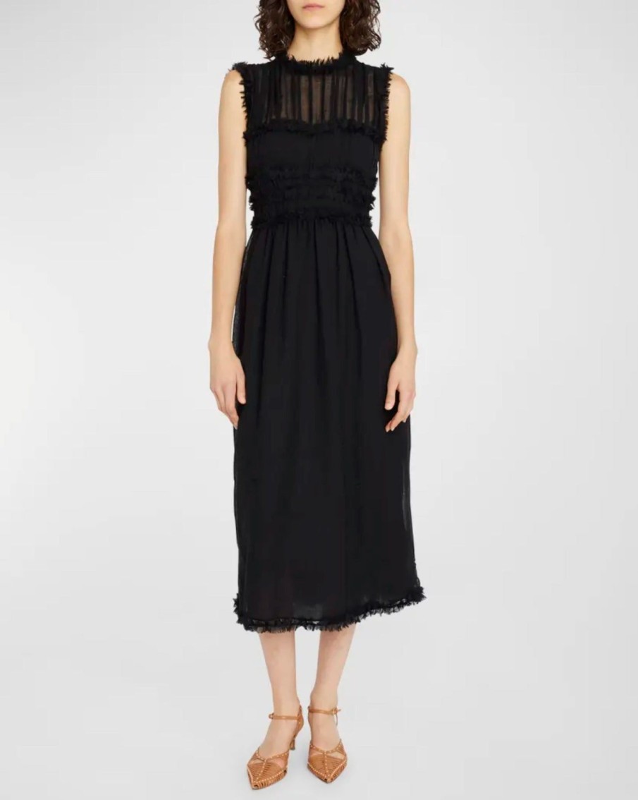 Women Ulla Johnson Midi & Maxi | Aberdeen Dress Noir