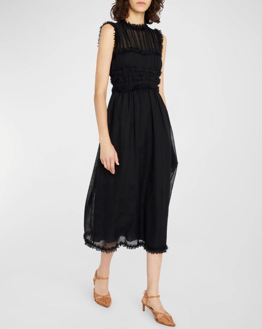 Women Ulla Johnson Midi & Maxi | Aberdeen Dress Noir