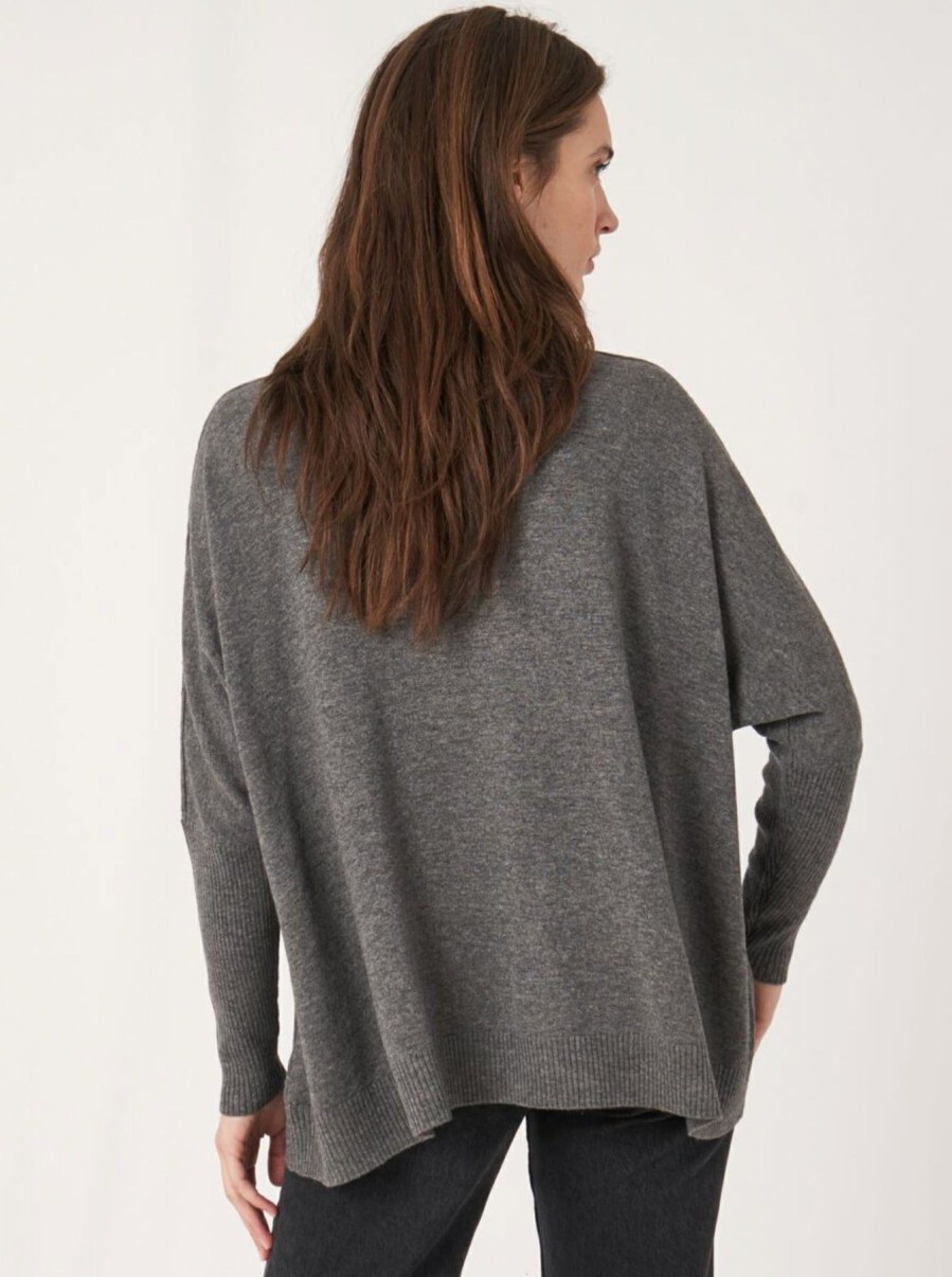 Women Repeat Cashmere Sweaters | Hoodie Turtle Neck Sweater Med Grey