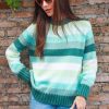 Women Wooden Ships Sweaters | Autumn Stripe Crew Juniper Stripe