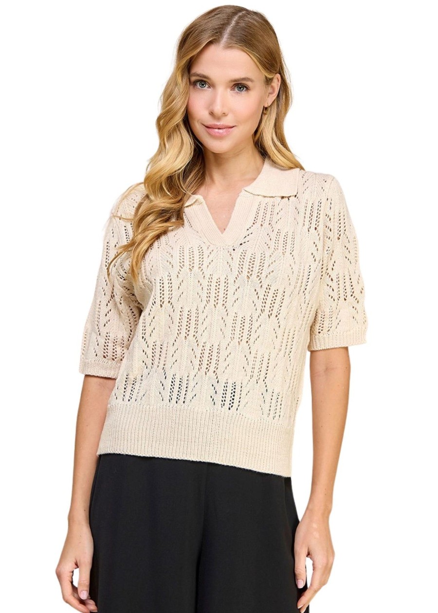 Women Anna Rae Shirts & Blouses | Mina Knit Top Cream