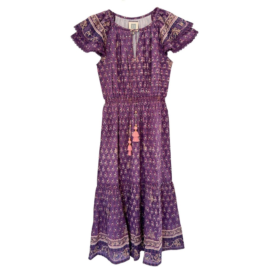 Women BELL by Alicia Bell Vacation | Eva Midi Dress Purple Print