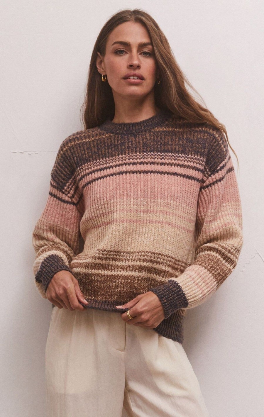 Women Z Supply Sweaters | Evan Stripe Sweater Multi