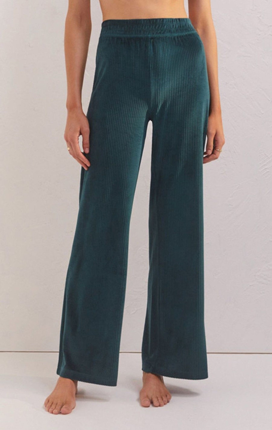 Women Z Supply | Flare Up Velour Pant Rich Pine