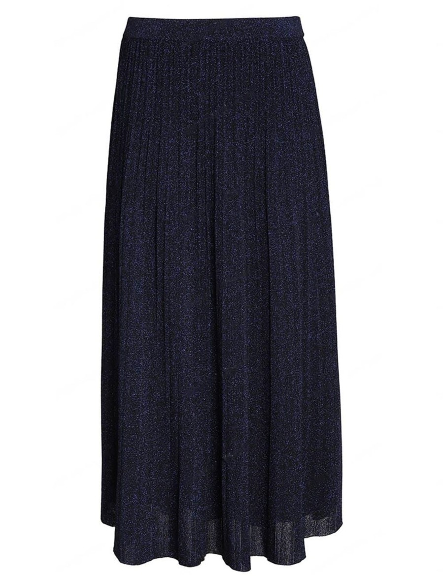 Women Zimmermann Skirts | Alight Lurex Rib Midi Skirt Navy Lurex