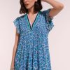 Women Poupette St Barth Vacation | Sasha V Mini Dress Blue Net