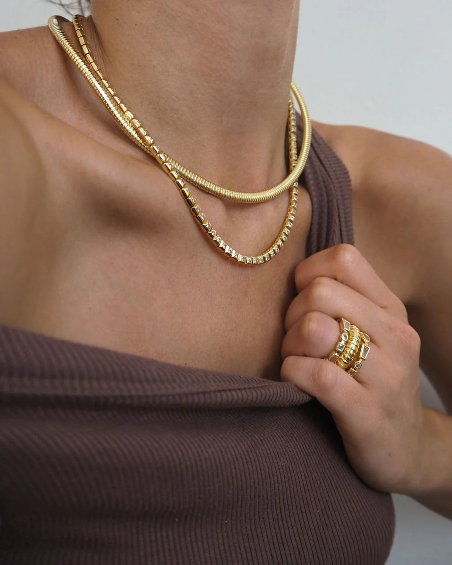 Women Luv AJ Necklaces | Mini Flex Snake Chain Necklace Gold