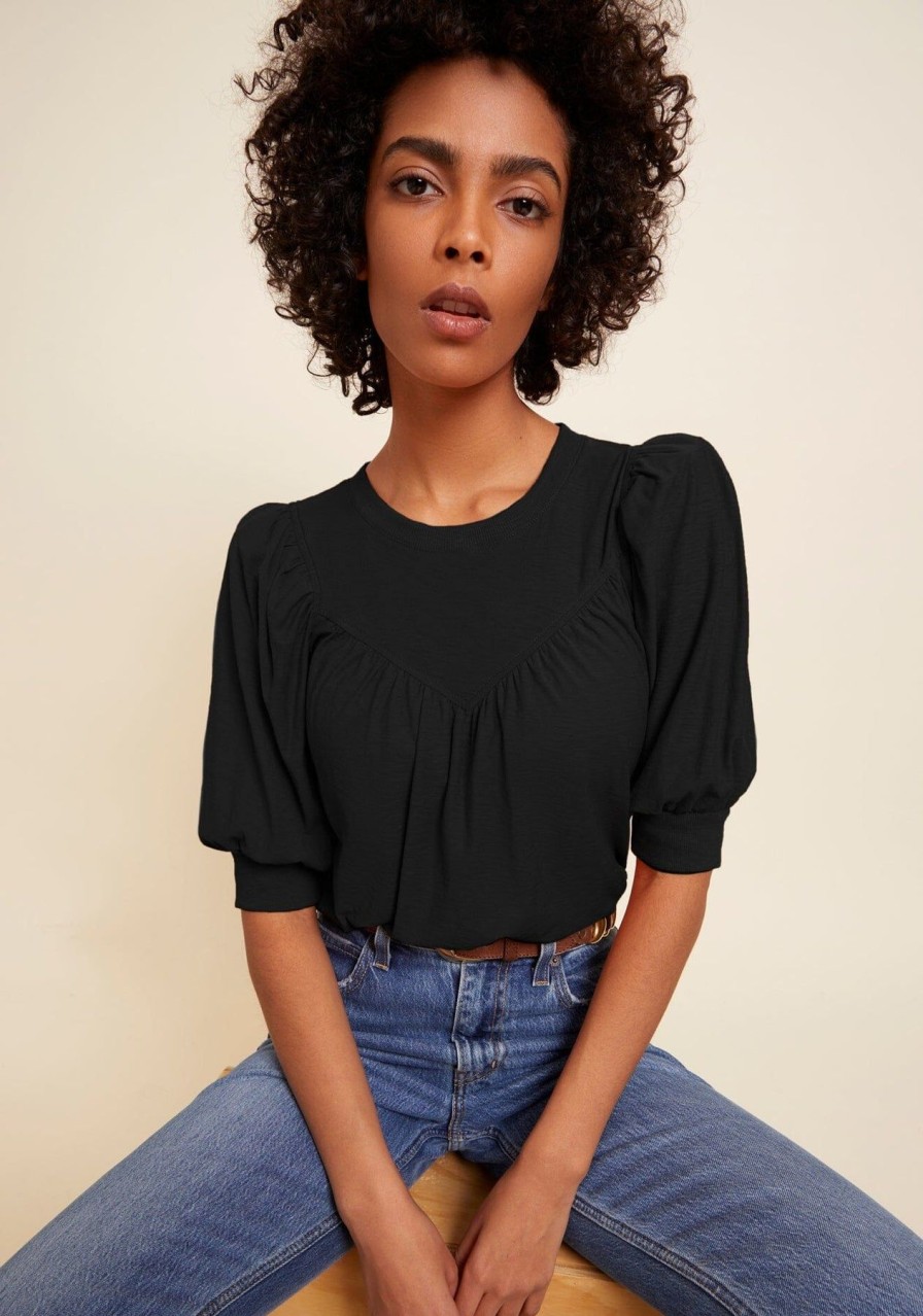 Women NATION LTD Shirts & Blouses | Journey Feminine Yoked Tee Jet Black