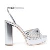 Women Loeffler Randall Heels | Rivka Leather Knot Platform Sandal Silver