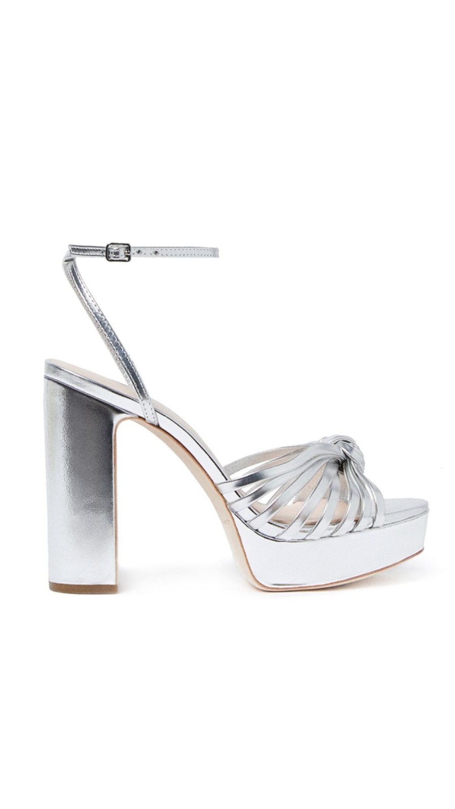 Women Loeffler Randall Heels | Rivka Leather Knot Platform Sandal Silver