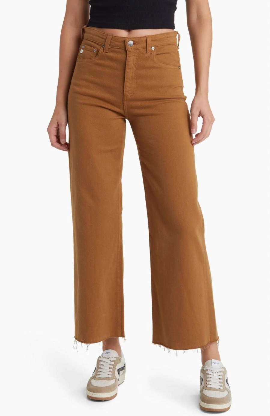 Women AG Adriano Goldschmied Denim | Saige Wide Leg Crop Jeans Caramel