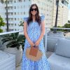 Women Anna Rae Vacation | Ella Smocked Dress Blue White