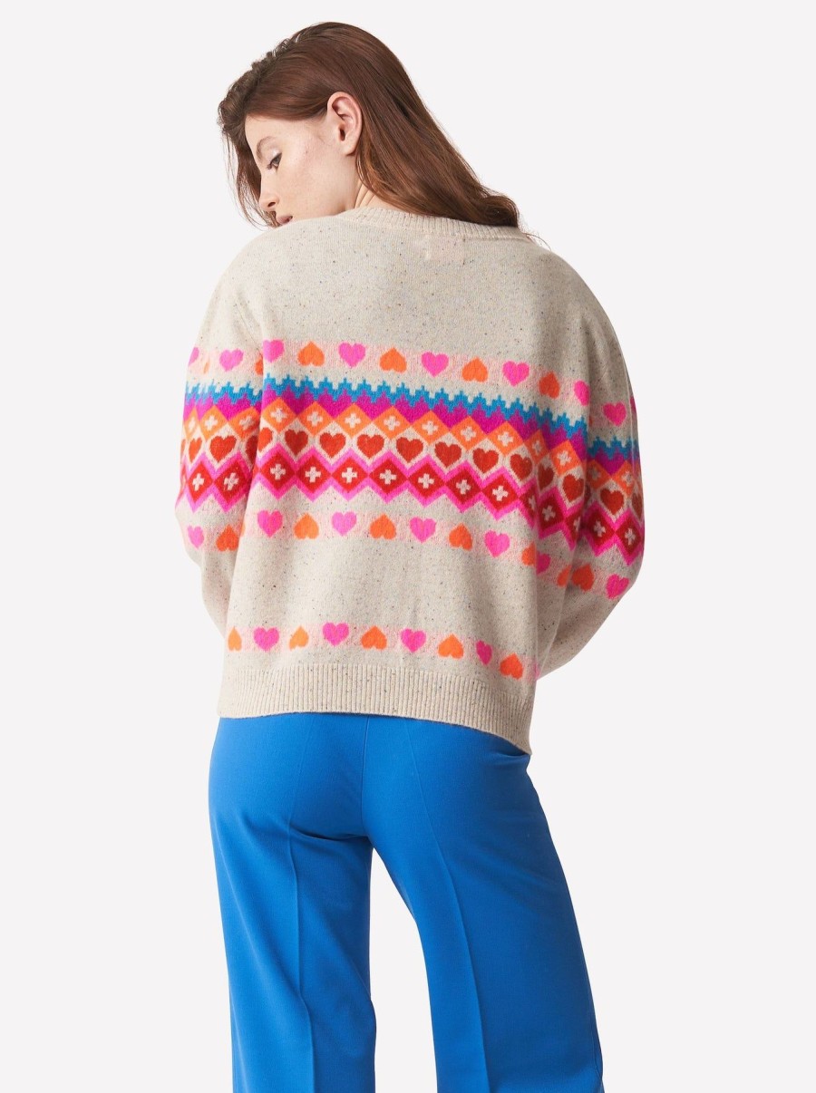 Women Brodie Sweaters | Rainbow Fairisle Jumper Lagoon/Pink/Orange