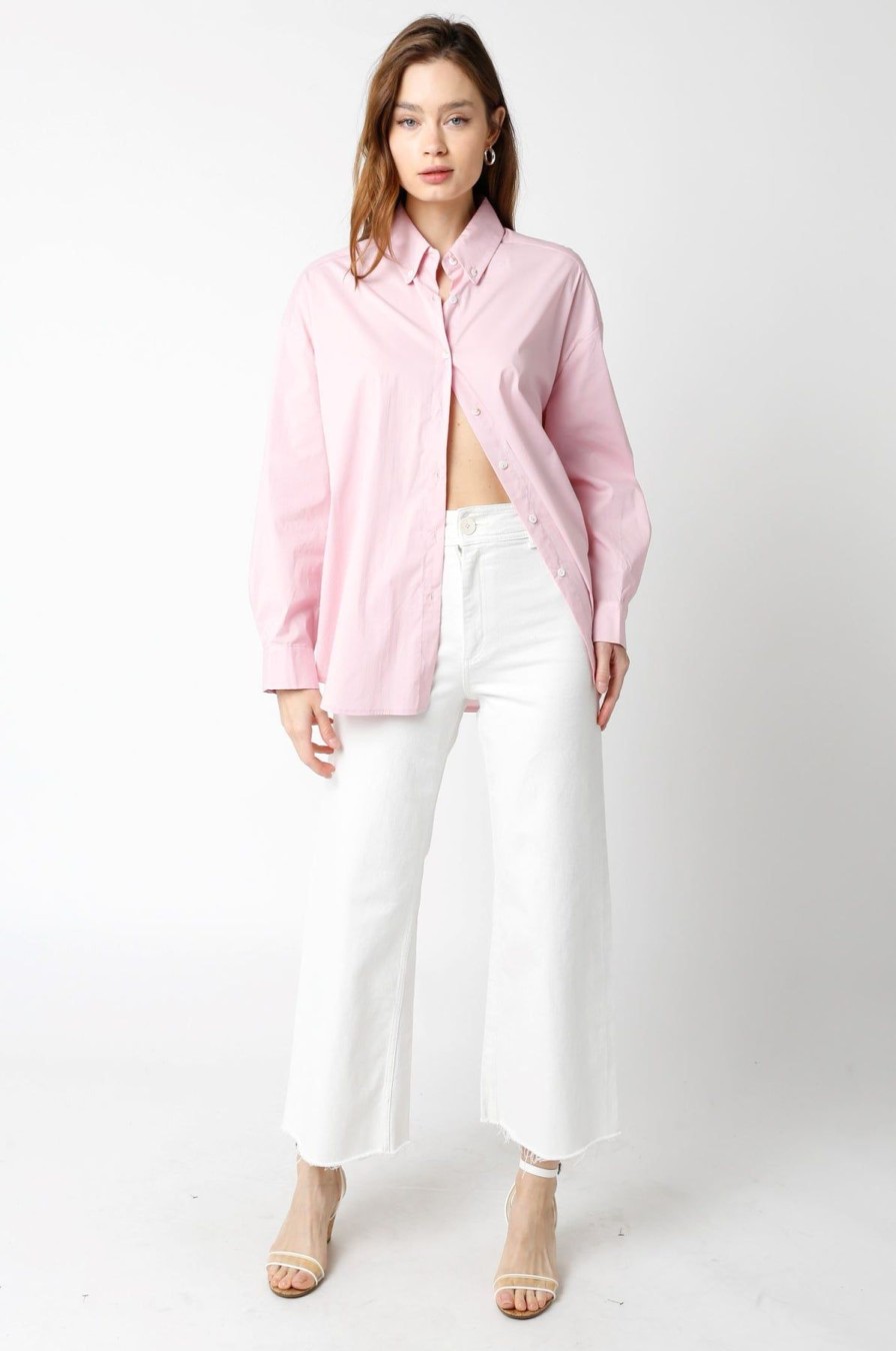 Women Kendall Lane Shirts & Blouses | Tiffany Button Down Pale Blush