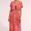 Women Poupette St Barth Vacation | Becky Long Dress Pink Gauguin