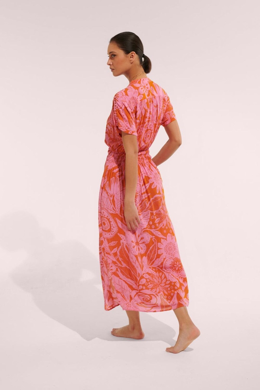 Women Poupette St Barth Vacation | Becky Long Dress Pink Gauguin