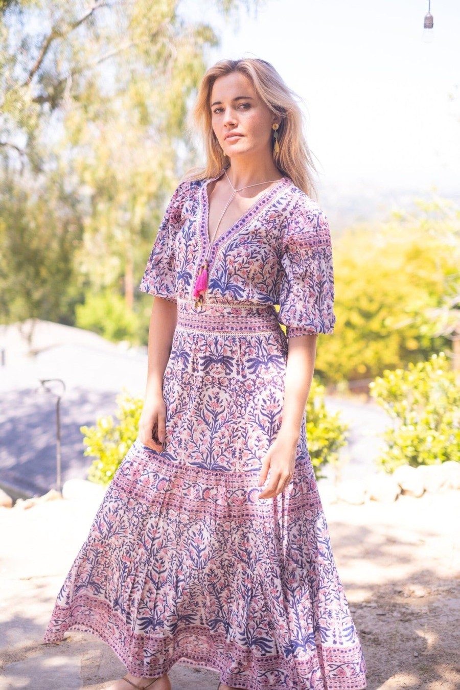 Women BELL by Alicia Bell Midi & Maxi | Olive Maxi Dress Pink And Navy Floral