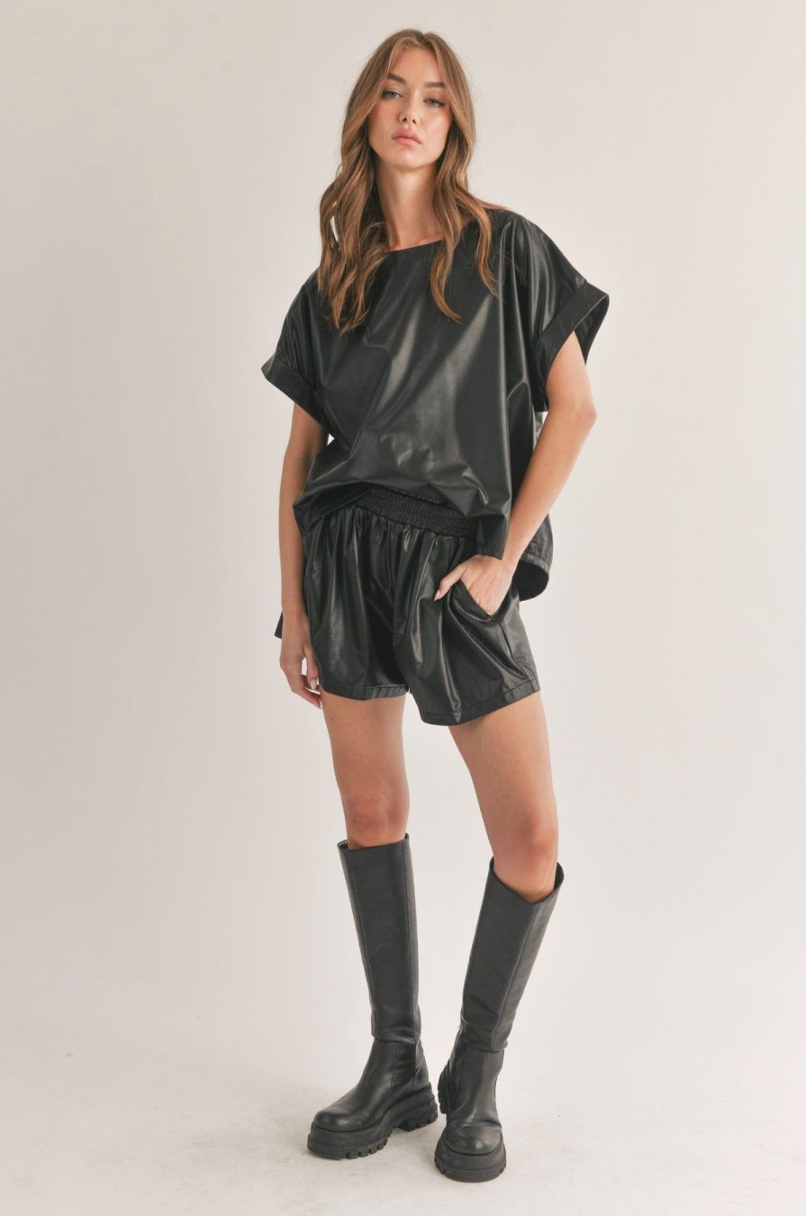 Women Anna Rae Shorts | Margie Faux Leather Short Black