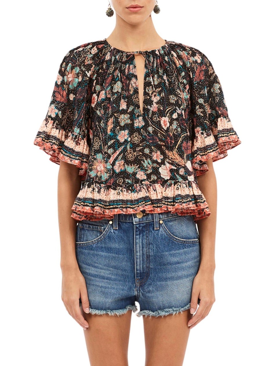 Women Ulla Johnson Shirts & Blouses | Alessia Top Obsidian Botanica