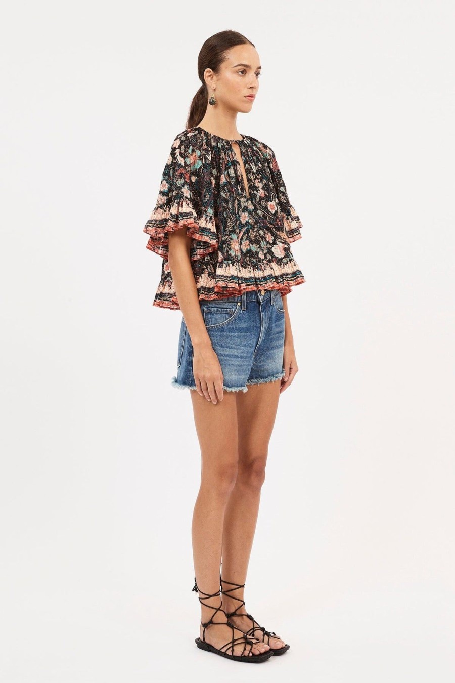 Women Ulla Johnson Shirts & Blouses | Alessia Top Obsidian Botanica