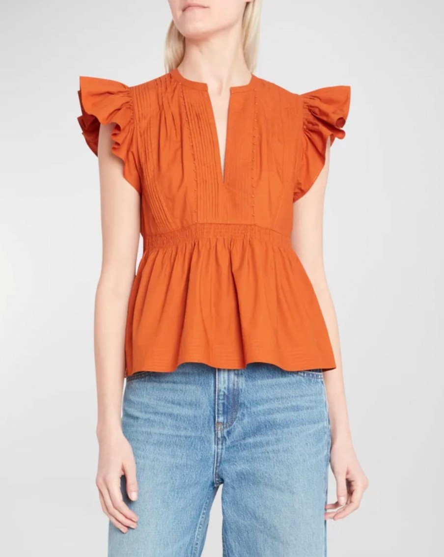 Women Ulla Johnson Shirts & Blouses | Luise Top Saffron