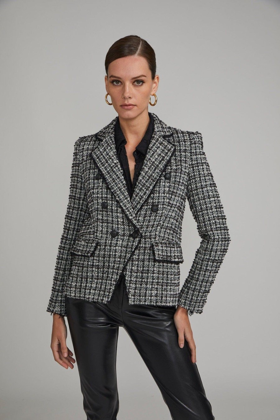 Women Generation Love Blazers | Eliza Tweed Blazer Black/White