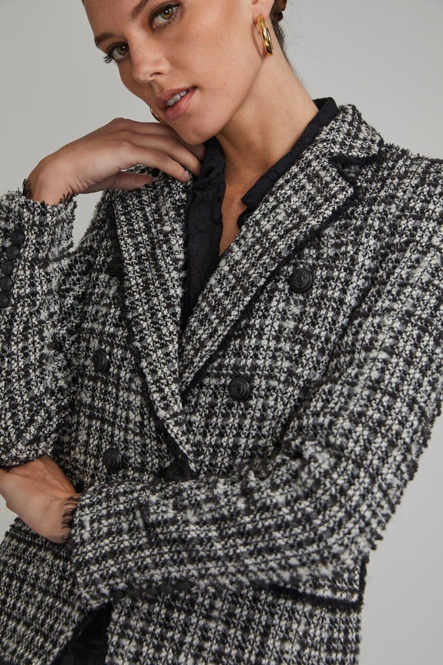 Women Generation Love Blazers | Eliza Tweed Blazer Black/White