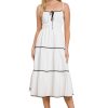 Women Anna Rae White Dresses | Madilyn Midi Dress White/Black