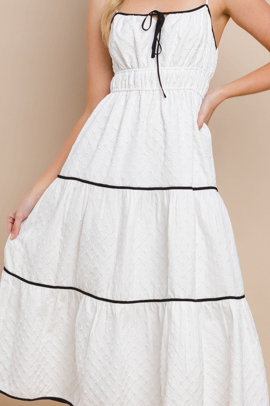 Women Anna Rae White Dresses | Madilyn Midi Dress White/Black