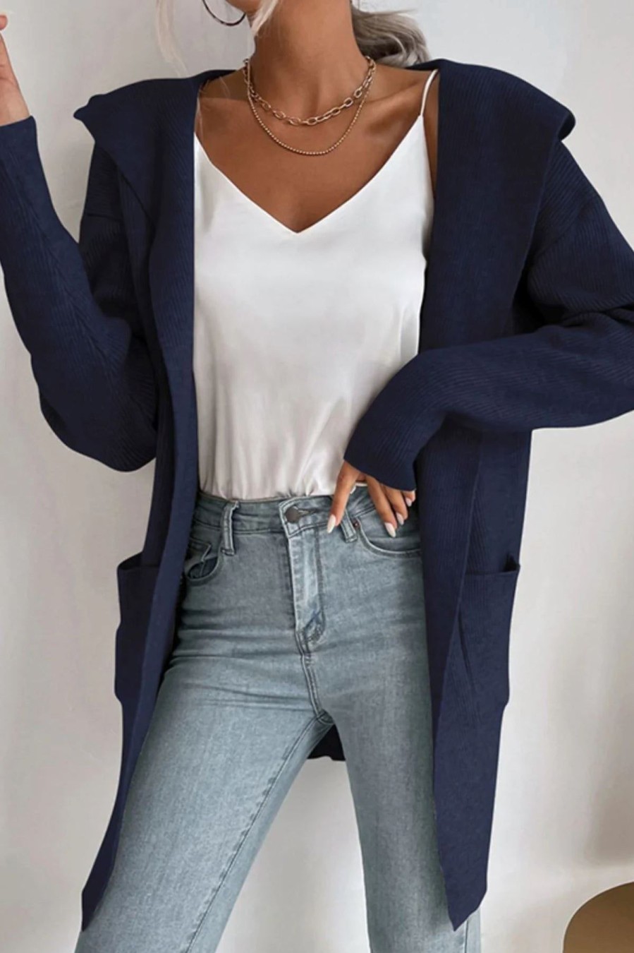 Women Kendall Lane Sweaters | Emma Knit Cardigan Navy