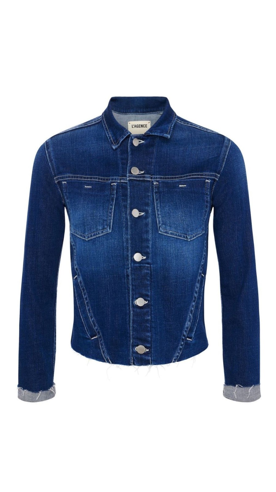 Women L'AGENCE Denim Jackets | Janelle Slim Raw Jacket Sutton