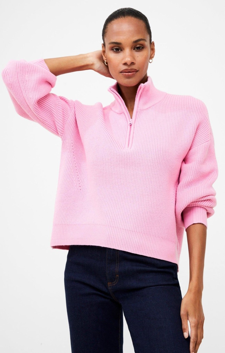 Women French Connection Sweaters | Babysoft Half Zip Jumper Rosebloom