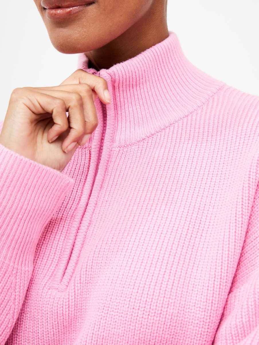 Women French Connection Sweaters | Babysoft Half Zip Jumper Rosebloom