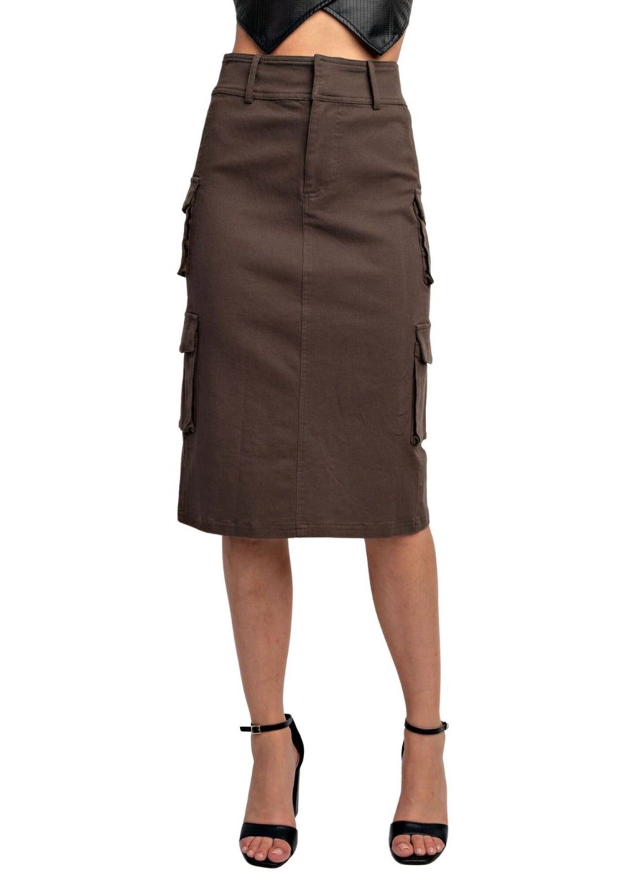 Women Kendall Lane Skirts | Mira Cargo Midi Skirt Washed Grey