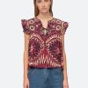 Women Sea NY Shirts & Blouses | Charlough Print Flutter Sleeve Tank Top Magenta