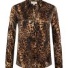 Women L'AGENCE Shirts & Blouses | Tyler Long Sleeve Shirt Brown Oil Leopard