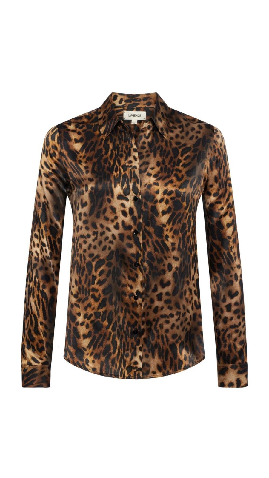 Women L'AGENCE Shirts & Blouses | Tyler Long Sleeve Shirt Brown Oil Leopard