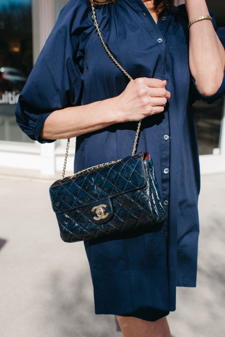 Women Uniquities Vintage Accessories | Vintage Chanel Flap Bag Navy