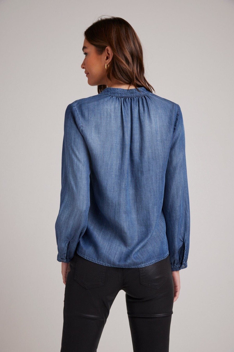 Women Bella Dahl Shirts & Blouses | Half Placket Pullover Moonlight Wash